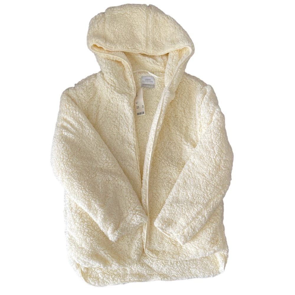 NWT Ivory Urban Outfitters XS / S Oversized Open Sherpa Hoodie Cardigan Sweater